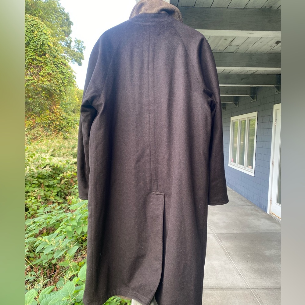 Chrysalis England Reversible Tweed Melton Wool Green Brown Check Overcoat 40 - Picture 12 of 14